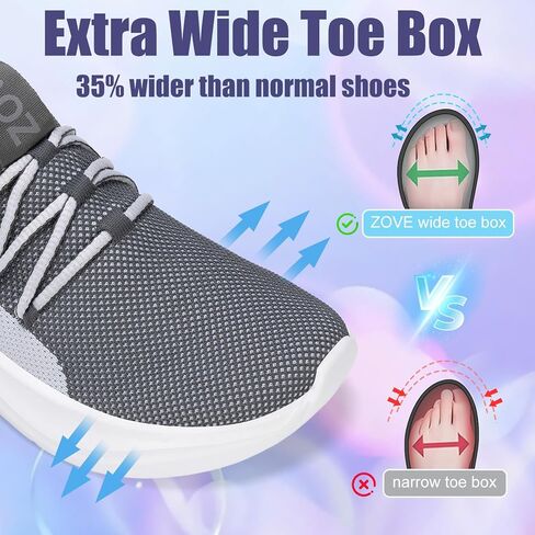 ZOVE Wide Toe Box Shoes Women Tennis Sneakers Arch Support Extra Wide Width Running Shoes for Women Walking Athletic in Kuwait