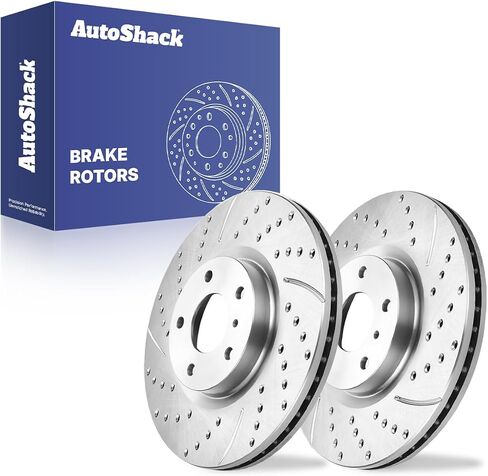 AutoShack Front Drilled Slotted Brake Rotors Silver Pair of 2 Driver and Passenger Side Replacement for INFINITI G37 G35 EX35 M37 M35 QX70 Q40 G25 QX50 Q70L Nissan Murano Maxima 370Z 350Z PR41377DSZPR in Saudi Arabia