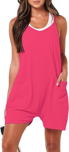 Rompers for Women Summer Casual Sleeveless Spaghetti Strap Shorts Overalls Jumpsuit with Pockets in Saudi Arabia