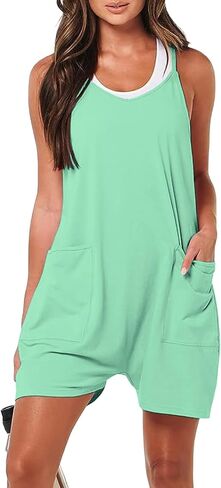 Rompers for Women Summer Casual Sleeveless Spaghetti Strap Shorts Overalls Jumpsuit with Pockets in Saudi Arabia