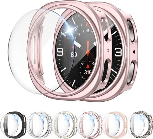 [6+6 Pack] for Samsung Galaxy Watch 7 40mm Screen Protector Case, Scratch Resistant Anti-Fog Tempered Glass Film and Hard PC Protective Bumper Compatible with Galaxy Watch 7 40mm Accessories in Saudi Arabia