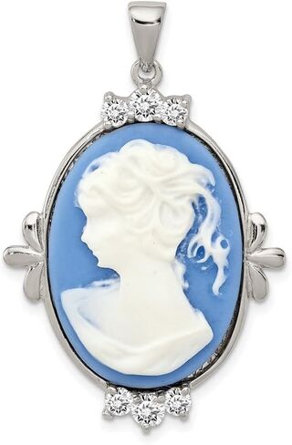 925 sterling Silver CZ Closit Cameo Prendant (L- 1.38 بوصة ، W- 0.99 بوصة) in Saudi Arabia