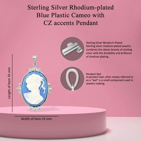 925 sterling Silver CZ Closit Cameo Prendant (L- 1.38 بوصة ، W- 0.99 بوصة) in Saudi Arabia