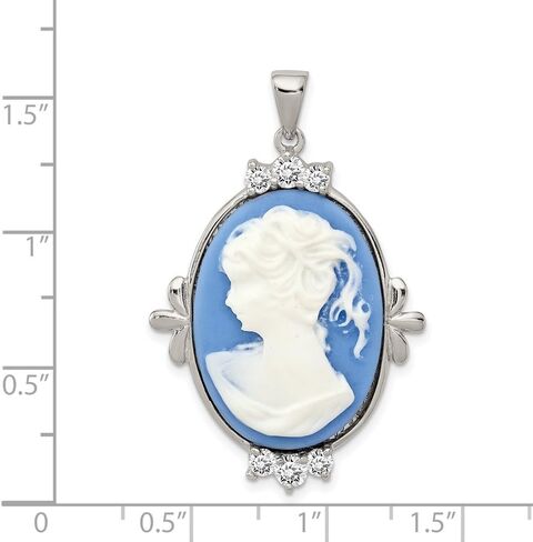 925 sterling Silver CZ Closit Cameo Prendant (L- 1.38 بوصة ، W- 0.99 بوصة) in Saudi Arabia