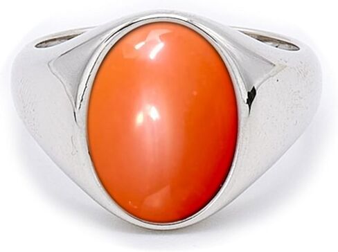 Mama-Moon 925 Sterling Silver Red Carnelian Signet Ring ، Oval Stone ، تصميم كلاسيكي in Saudi Arabia