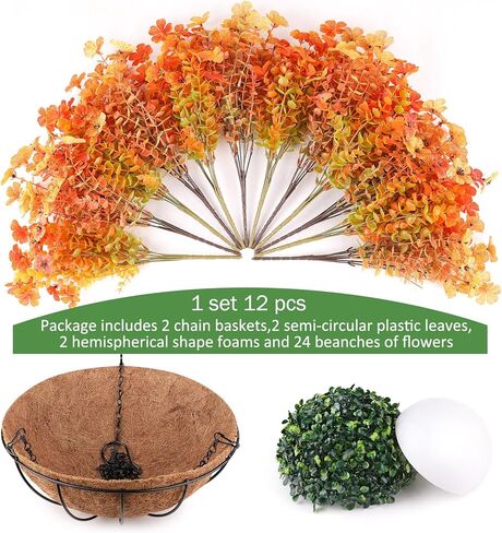 زهور اصطناعية معلقة في سلة، زهور صناعية معلقة للديكور الداخلي في الهواء الطلق، سلال معلقة مقاومة للأشعة فوق البنفسجية مع زهور وهمية لتزيين سطح الفناء والحديقة والشرفة in Kuwait