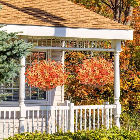 زهور اصطناعية معلقة في سلة، زهور صناعية معلقة للديكور الداخلي في الهواء الطلق، سلال معلقة مقاومة للأشعة فوق البنفسجية مع زهور وهمية لتزيين سطح الفناء والحديقة والشرفة in Kuwait