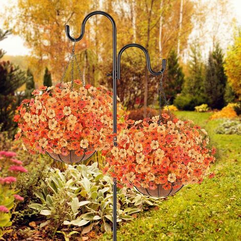 زهور اصطناعية معلقة في سلة، زهور صناعية معلقة للديكور الداخلي في الهواء الطلق، سلال معلقة مقاومة للأشعة فوق البنفسجية مع زهور وهمية لتزيين سطح الفناء والحديقة والشرفة in Kuwait