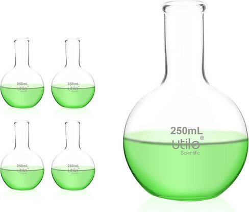 قطعتان من القوارير ذات القاع المسطح، قوارير زجاجية ذات فتحة ضيقة سعة 250 مل و500 مل، قوارير غليان للمختبر مع تخرج مطبوع للعلوم المعملية 4012.9014.1 in Kuwait