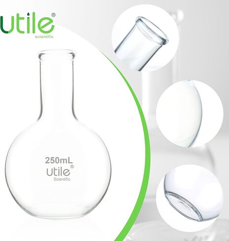 قطعتان من القوارير ذات القاع المسطح، قوارير زجاجية ذات فتحة ضيقة سعة 250 مل و500 مل، قوارير غليان للمختبر مع تخرج مطبوع للعلوم المعملية 4012.9014.1 in Kuwait