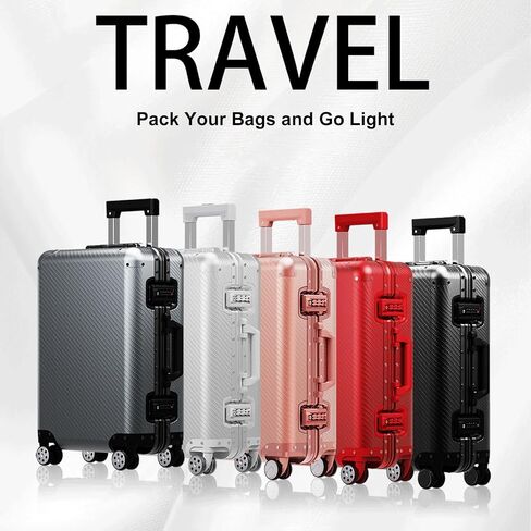 24 Inch Full Aluminum Body Luggage, All Aluminum Suitcase 24 Inch, Aluminium Luggage Weaving Texture Surface Metal Hard Shell Body Large Suitcase with TSA Locks (Gun Metal, 24 inches) in Saudi Arabia