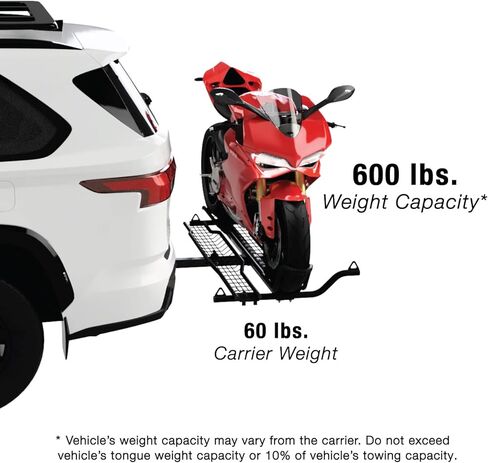 MotoTote Sport - Trusted Motorcycle Hitch Carrier (600 lbs. Capacity) with Zero Wobble Hitch Mount & Ramp, Fits Wide Size Tires in Saudi Arabia