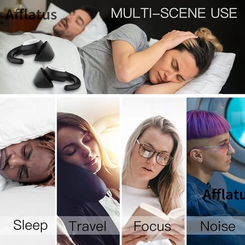 Afflatus Ear Plugs for Sleeping Noise Cancelling, 2 Pairs (S+L) Comfortable Reusable Noise Reduction Ear Plugs, Earplugs for Sleep, Snoring (Pure Black) in Saudi Arabia