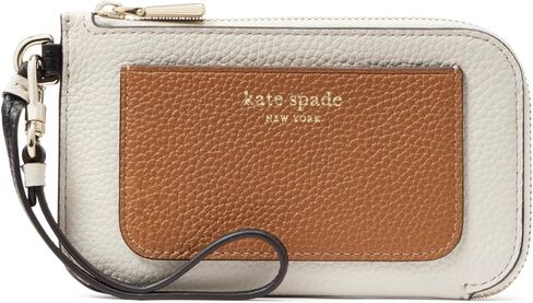 Kate Spade New York Women's Ava Colorblocked Pebbled Leather Coin Card Case Wristlet, Parchment Multi, Carry-On 20-Inch in Kuwait