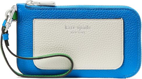 Kate Spade New York Women's Ava Colorblocked Pebbled Leather Coin Card Case Wristlet, Parchment Multi, Carry-On 20-Inch in Kuwait
