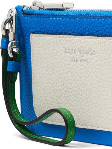 Kate Spade New York Women's Ava Colorblocked Pebbled Leather Coin Card Case Wristlet, Parchment Multi, Carry-On 20-Inch in Kuwait