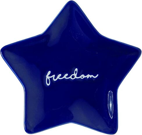 Transpac Simple Americana Red White Blue Star Plate مجموعة من لوحات عشاء مزخرفة 3-6.5 بوصة ، غسالة الصحون آمنة ، ديكور للزحف الوطني متعدد الألوان in Saudi Arabia