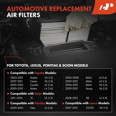 A-Premium Engine Air Filter Compatible with Toyota, Lexus, Pontiac & Scion - Camry(07-11), Corolla(09-12), Avalon(05-12), Matrix(09-13), RAV4(06-12), Venza(09-15), ES350, Vibe, tC in Saudi Arabia