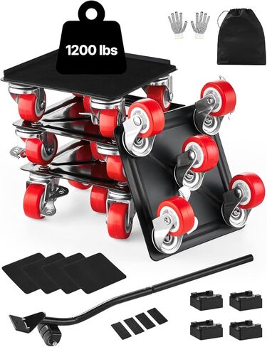VEVOR Furniture Dolly، الحمولة القصوى 3474 رطلاً، محركات الأثاث الثقيلة مع 5 عجلات دوران 360 درجة، لوحة من الصلب الكربوني، مجموعة أدوات منزلق رفع الأثاث للأجهزة والأريكة والثلاجة والغسالة in Saudi Arabia