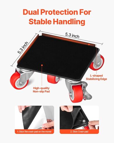 VEVOR Furniture Dolly، الحمولة القصوى 3474 رطلاً، محركات الأثاث الثقيلة مع 5 عجلات دوران 360 درجة، لوحة من الصلب الكربوني، مجموعة أدوات منزلق رفع الأثاث للأجهزة والأريكة والثلاجة والغسالة in Saudi Arabia