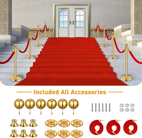 8 Pack Upgraded Stainless Steel Stanchions and Velvet Ropes 5FT Extended Red Carpet Ropes Poles Crowd Control Safety Barriers Set with Stable Base for Theaters Parties Wedding Exhibition (Gold) in Saudi Arabia