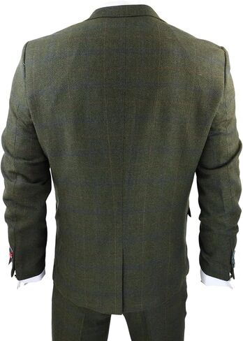 Men's 3 Piece Suit Wool Tweed Green Blue Brown Check 1920s Gatsby Formal Dress Suits in Kuwait