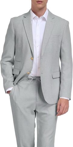 بدلات من الكتان للرجال وضعت 2 قطعة سترة السترة خفيفة الوزن وسروالها لقضاء عطلات حفلات الزفاف حفلة موسيقية in Kuwait