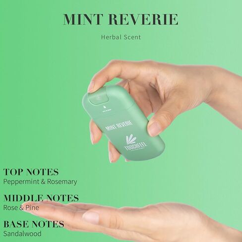 Power Mist Hand Sanitizer Spray, Scented Hydrating Hand Sanitizers Travel Size Refillable, Pocket Portable 1-Pack (Mint Reverie) 0.93Fl Oz 460-Sprays Each in Kuwait