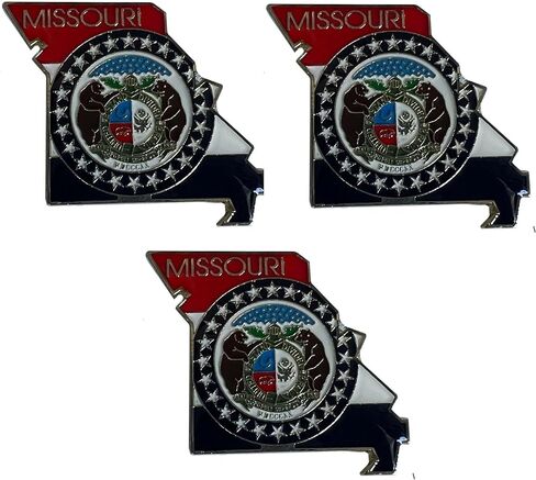 Pack of 3 State Map Shaped Lapel Pins; Three Tie Pin Badges in Kuwait