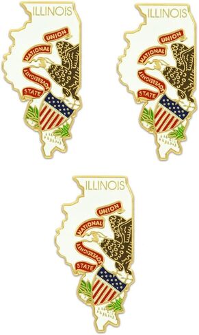 Pack of 3 State Map Shaped Lapel Pins; Three Tie Pin Badges in Kuwait