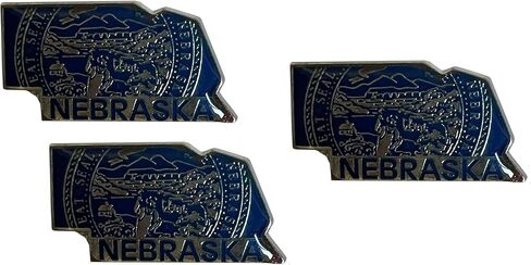 Pack of 3 State Map Shaped Lapel Pins; Three Tie Pin Badges in Kuwait