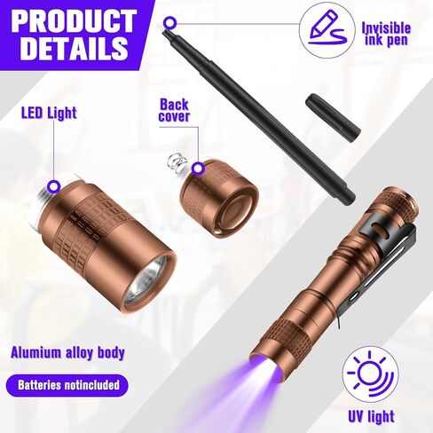 Tegeme 8 Pcs UV Pen Light Set 4 Invisible Ink Pen 4 Mini UV Flashlights Blacklight Pen Spy Marker Disappearing Ink Pen Portable Black Light for Kids Gift Secret Message Escape Room Party Favors in Kuwait