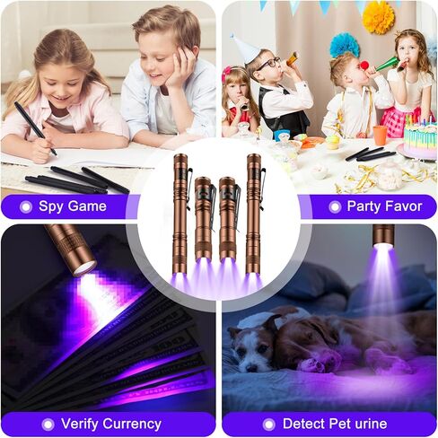 Tegeme 8 Pcs UV Pen Light Set 4 Invisible Ink Pen 4 Mini UV Flashlights Blacklight Pen Spy Marker Disappearing Ink Pen Portable Black Light for Kids Gift Secret Message Escape Room Party Favors in Kuwait
