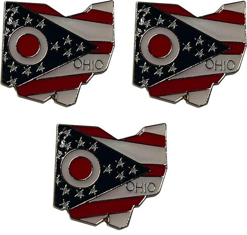 Pack of 3 State Map Shaped Lapel Pins; Three Tie Pin Badges in Kuwait
