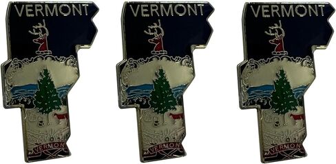 Pack of 3 State Map Shaped Lapel Pins; Three Tie Pin Badges in Kuwait