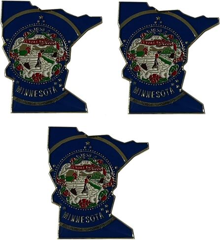 Pack of 3 State Map Shaped Lapel Pins; Three Tie Pin Badges in Kuwait
