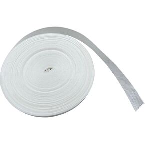 أكياس رملية 1 "أحزمة حزام نايلون مسطحة - أحزمة للأكياس ، أطواق الكلاب والمكافن ، الكاميرات - أبيض - خفيفة الوزن - 25 ياردة لكل لفة in Kuwait