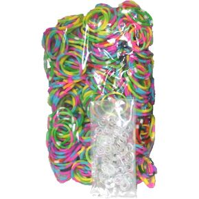 Bluedot Trading 600 Piece Multi-Color Rubber Band Loom Band Set and 25 Clear S-Clips for Kids DIY Arts and Crafts, Rainbow Friendship Bracelet Refill Pack in Kuwait