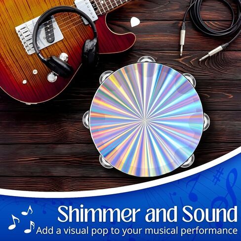 Flexzion Wood Church Tambourine Instrument - 6 Inch Reflective Hand Drums Tambourine for Kids and Adults, Single Row Metal Tambourine for Church, Parties, & Musical Events in Kuwait