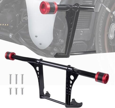 Advanblack Protek Front Performance Crash Bar Frame Sliders for M8 Harley Low Rider/S/ST, Street Bob, Fatbob, Sport Glide, Softail Standard (Red Anodized CNC with Carbon Inlay Slider) in Kuwait