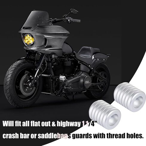 Advanblack Motorcycle Frame Sliders Machined CNC Alumium Crash Bar Slider Fit All Flat Out & Highway 1 1/4" Crash Bar Saddlebags Guards (Silver) in Kuwait