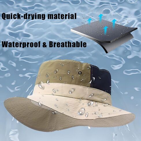 Waterproof Bucket Hat for Men Women Quick Dry Sun Hat with Chin Strap Adjustable UV Protection Fishing Safari Hat in Kuwait