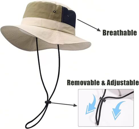 Waterproof Bucket Hat for Men Women Quick Dry Sun Hat with Chin Strap Adjustable UV Protection Fishing Safari Hat in Kuwait