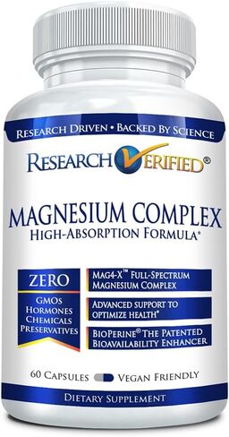 Research Verified Magnesium Complex - Brain, Muscle and Nerve Support - Magnesium Bisglycinate, Malate, Citrate, and Oxide - Bioperine - 360 Capsules - Vegan in Saudi Arabia