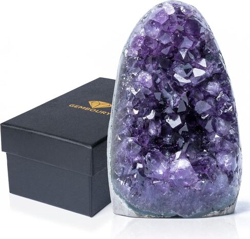 Natural Deep Purple Amethyst Crystal Geode from Uruguay 0.5-1 lb, A Grade Amethyst Cluster, Premium Gift Box for Collectors Reiki Healing Positive Energy in Saudi Arabia