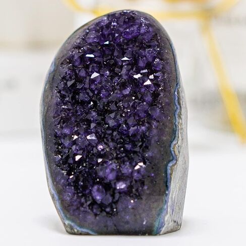 Natural Deep Purple Amethyst Crystal Geode from Uruguay 0.5-1 lb, A Grade Amethyst Cluster, Premium Gift Box for Collectors Reiki Healing Positive Energy in Saudi Arabia