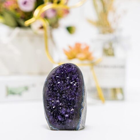 Natural Deep Purple Amethyst Crystal Geode from Uruguay 0.5-1 lb, A Grade Amethyst Cluster, Premium Gift Box for Collectors Reiki Healing Positive Energy in Saudi Arabia
