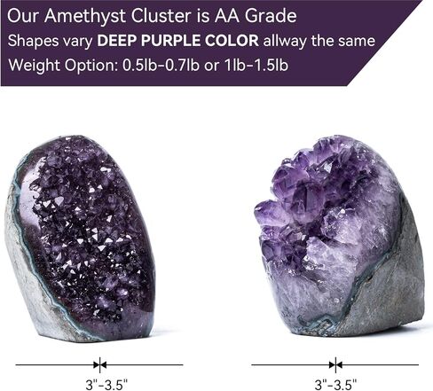 Natural Deep Purple Amethyst Crystal Geode from Uruguay 0.5-1 lb, A Grade Amethyst Cluster, Premium Gift Box for Collectors Reiki Healing Positive Energy in Saudi Arabia