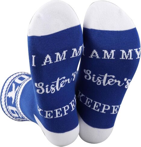 CENWA 1 Pair Blue and White Socks I’m My Sister’s Keeper 1920 Socks Sorority Sister Gift in Saudi Arabia