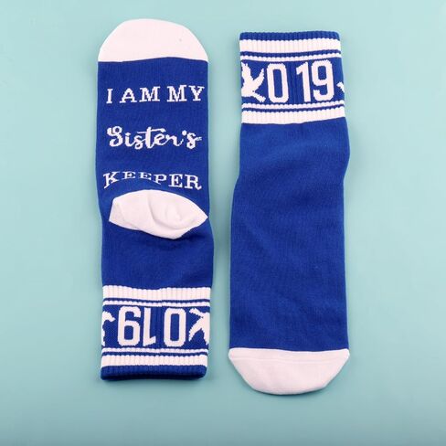 CENWA 1 Pair Blue and White Socks I’m My Sister’s Keeper 1920 Socks Sorority Sister Gift in Saudi Arabia